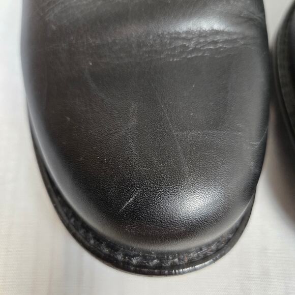 Vintage Y2K Black Leather Biker Chelsea Heeled Calf High Ankle Boots Womens 7.5 - Picture 7 of 13